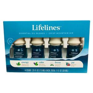 Lifelines Essential Oil Blends Aromatherapy 4 Pack New -Energy, Calm, Focus, Joy